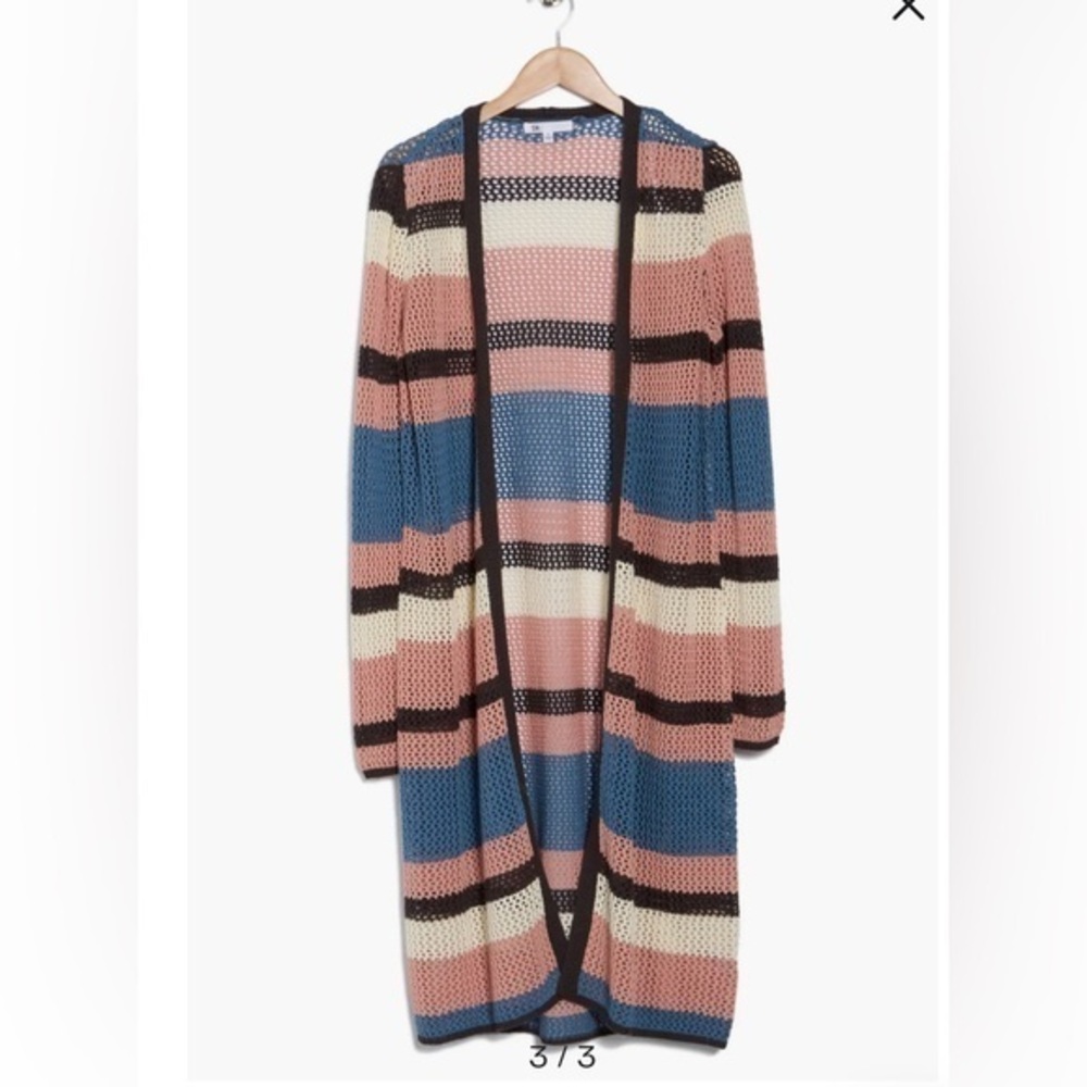 NWT DR2 Stripe Cotton Maxi Sweater Cardigan